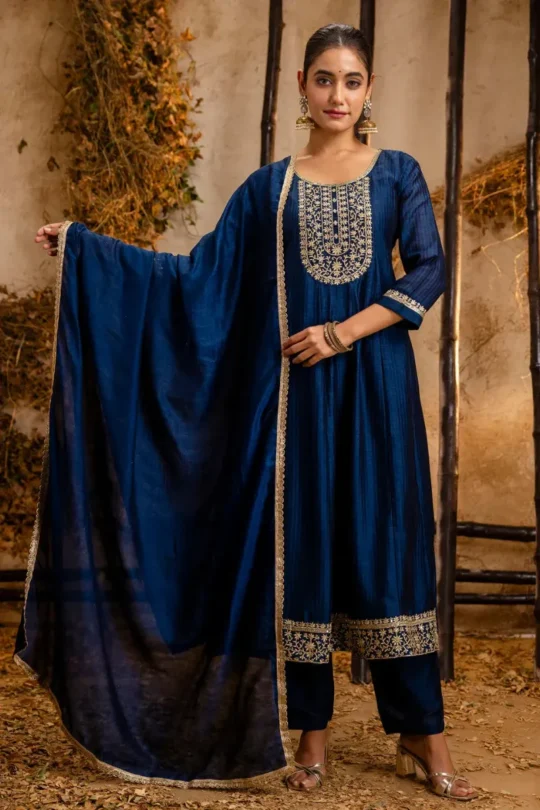 Silk Blend Anarkali Kurta Set